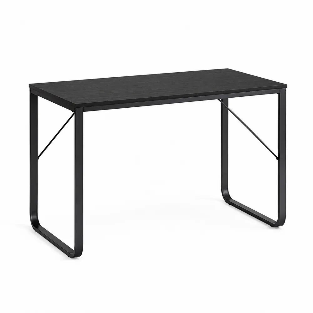 Schreibtisch rechteckig Bürotisch MDF Holzwerkstoff Stahlrohr Gestell Schwarz 120 cm x 60 cm x 75 cm