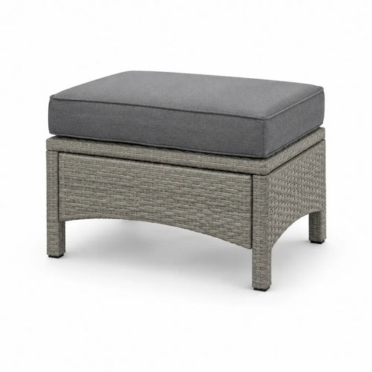 Garten Fußhocker 60 cm x 40 cm x 40 cm Polyrattan Grau mit Sitzkissen Aluminiumgestell