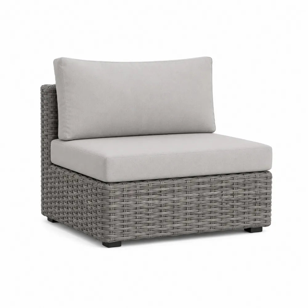 Gartensessel Modul 80 x 80 x 70 cm Lounge Sessel PE-Rattan Grau Aluminiumgestell Schwarz Sitzkissen Grau Outdoor Einzelmodul
